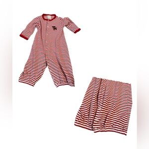Paty 0-3 month Pima cotton luxury brand red striped Christmas pajamas converter
